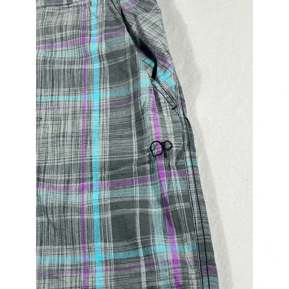 Vintage‎ Ocean Pacific OP Men's Plaid Shorts Grey Purple Turquoise Size 42